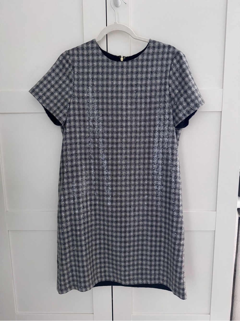 Draper James sequin Plaid Short-Sleeve Shift Dress